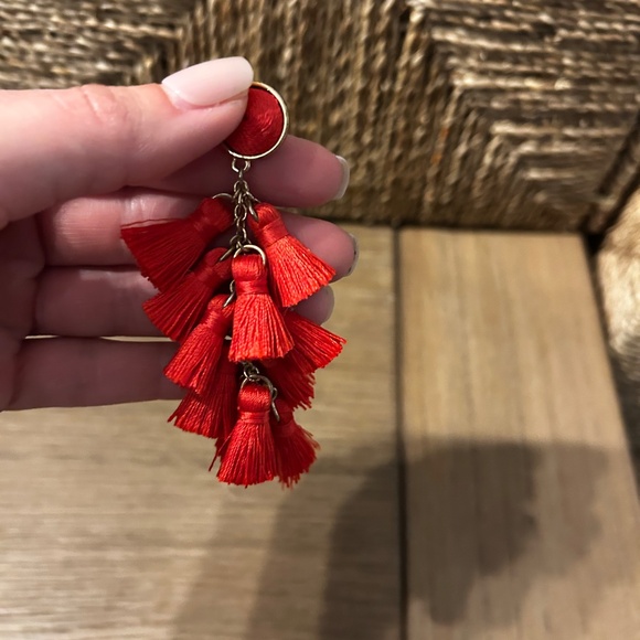 Red Tassel Earrings - Picture 3 of 3